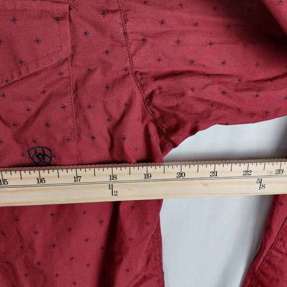 Ariat Red Print Button-Up Western Shirt Men’s Small Pearl Snap - Picture 8 of 11